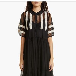 The Great The Monarch Tiered Lace-Trimmed Tulle Midi Dress - 2